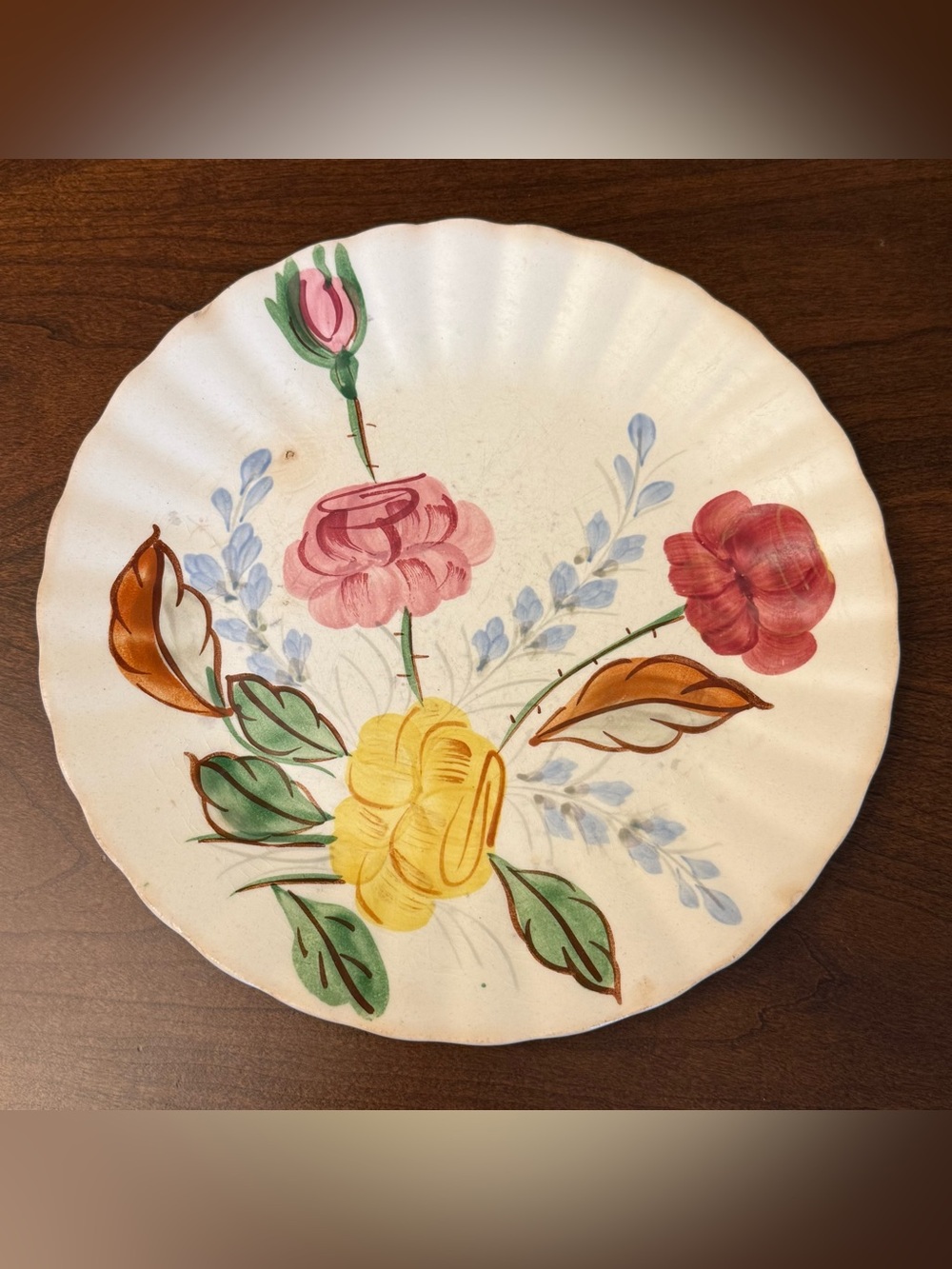 Vintage Blue Ridge Southern Potteries Carol's Roses 10.25" Dinner Plate As-Is